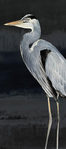 Heron on Black I White Modern Wood Framed Art Print with Double Matting by Loreth, Lanie