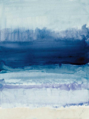 Blue on Blue I White Modern Wood Framed Art Print with Double Matting by Loreth, Lanie