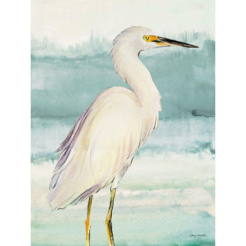 Heron on Seaglass II Black Modern Wood Framed Art Print with Double Matting by Loreth, Lanie