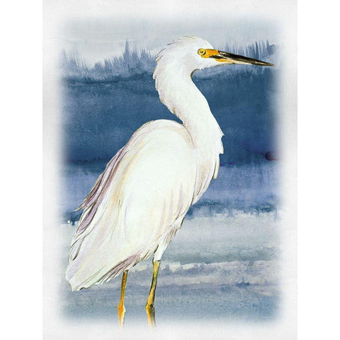 Blue on Blue Heron II Gold Ornate Wood Framed Art Print with Double Matting by Loreth, Lanie