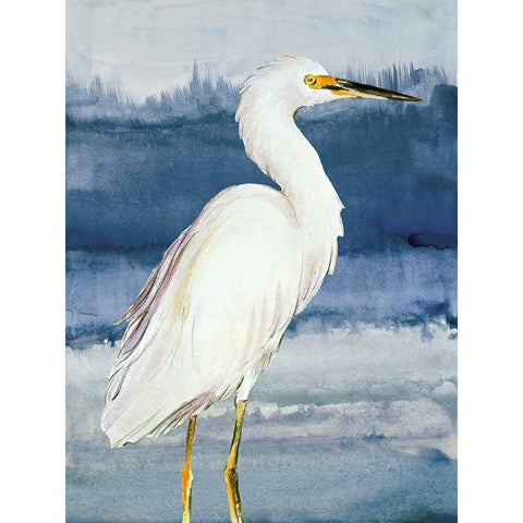 Heron on Blue II Black Modern Wood Framed Art Print with Double Matting by Loreth, Lanie