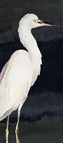 Heron on Black II White Modern Wood Framed Art Print with Double Matting by Loreth, Lanie