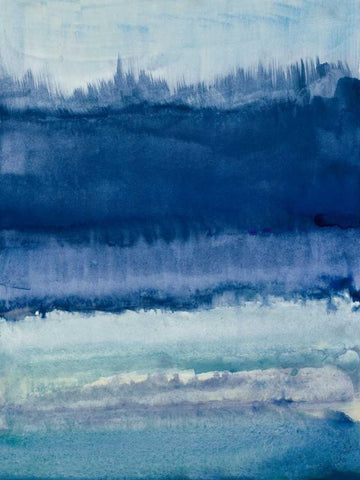 Blue on Blue II White Modern Wood Framed Art Print with Double Matting by Loreth, Lanie