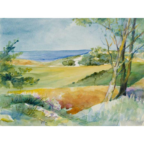 Distant Ocean View White Modern Wood Framed Art Print by Loreth, Lanie