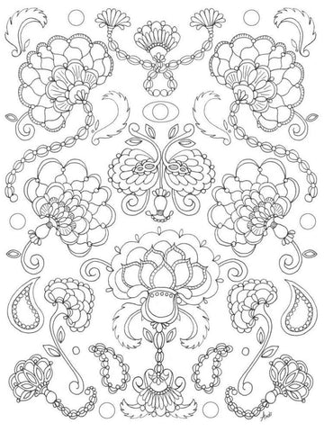 Floral Chain I White Modern Wood Framed Art Print with Double Matting by Metz, Andi