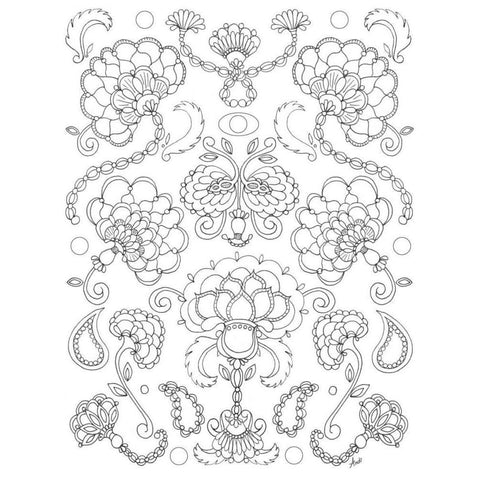 Floral Chain I Black Modern Wood Framed Art Print with Double Matting by Metz, Andi
