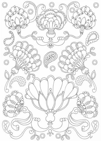 Floral Chain II White Modern Wood Framed Art Print with Double Matting by Metz, Andi