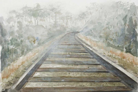 Long Wait White Modern Wood Framed Art Print with Double Matting by Pinto, Patricia