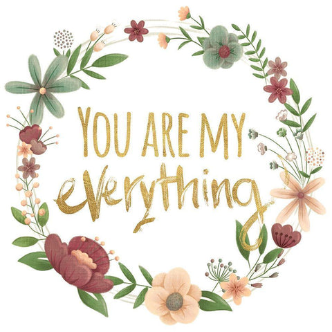 You Are My Everything Gold White Modern Wood Framed Art Print with Double Matting by Josefina