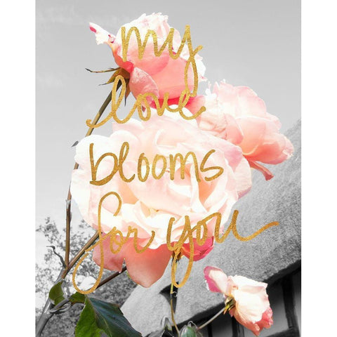 Love Blooms I Black Modern Wood Framed Art Print with Double Matting by Navas, Emily