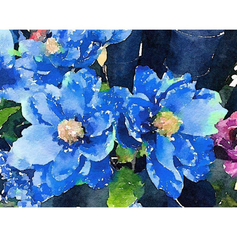 Popping Blues Black Modern Wood Framed Art Print with Double Matting by Navas, Emily