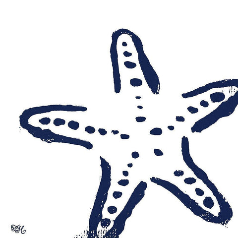 Coastal Navy on White II Black Modern Wood Framed Art Print with Double Matting by Hakimipour, Tiffany