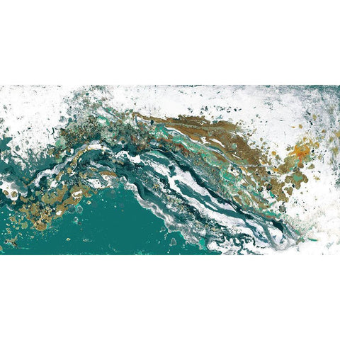 Turquoise Turbulence Gold Ornate Wood Framed Art Print with Double Matting by Pinto, Patricia