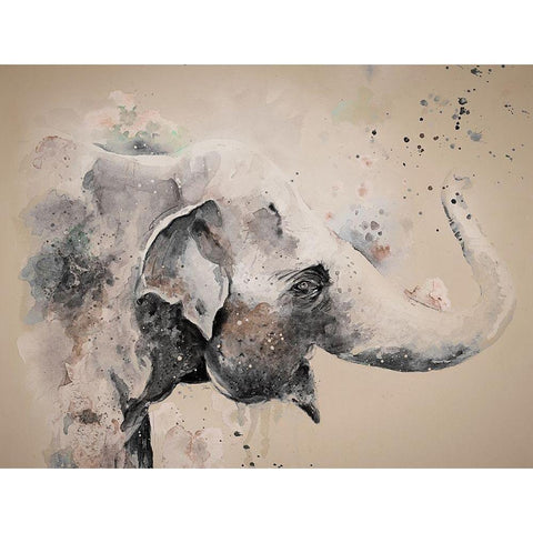 Sandstone Elephant White Modern Wood Framed Art Print by Pinto, Patricia