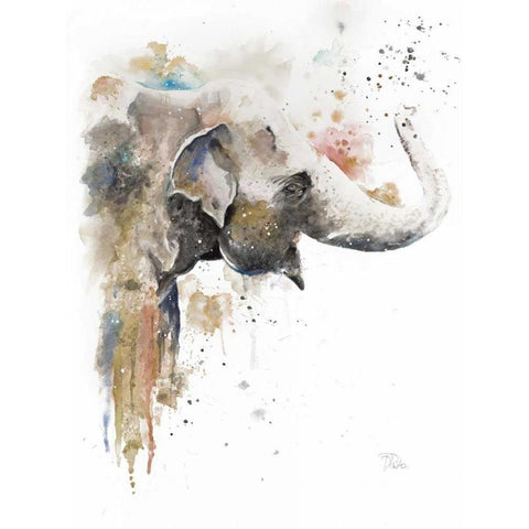Water Elephant White Modern Wood Framed Art Print by Pinto, Patricia