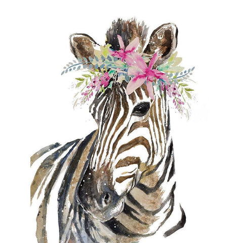 Whimsical Water Zebra Black Modern Wood Framed Art Print with Double Matting by Pinto, Patricia