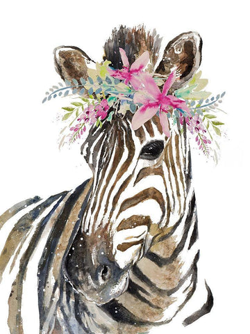 Whimsical Water Zebra Black Ornate Wood Framed Art Print with Double Matting by Pinto, Patricia