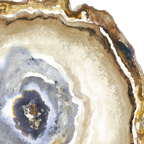 Light Blue Agate Watercolor White Modern Wood Framed Art Print with Double Matting by Pinto, Patricia