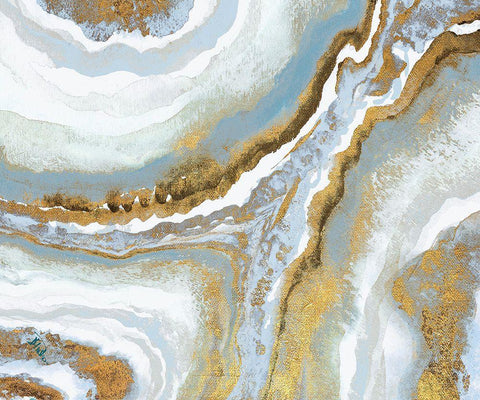 Blue Agate White Modern Wood Framed Art Print with Double Matting by Pinto, Patricia