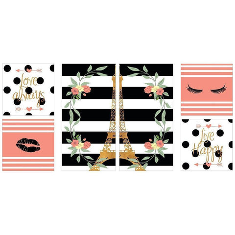 Paris Lady Pack Black Modern Wood Framed Art Print with Double Matting by SD Graphics Studio