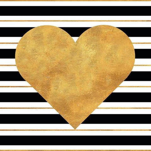 Golden Heart White Modern Wood Framed Art Print with Double Matting by SD Graphics Studio