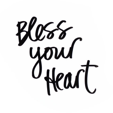Bless your Heart White Modern Wood Framed Art Print with Double Matting by SD Graphics Studio