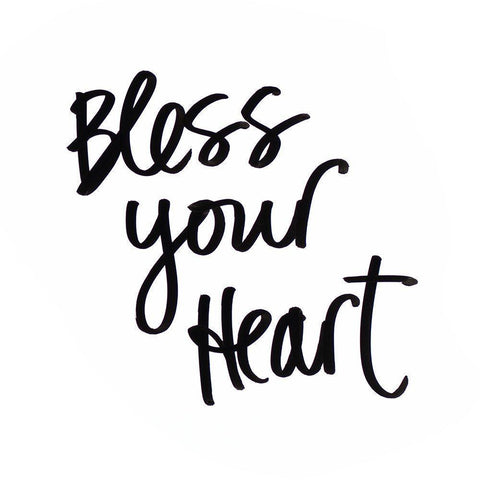 Bless your Heart Black Modern Wood Framed Art Print by SD Graphics Studio