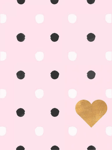 Heart White and Black Dots on Pink White Modern Wood Framed Art Print with Double Matting by SD Graphics Studio