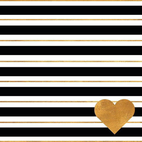 Heart Stripes Black Ornate Wood Framed Art Print with Double Matting by SD Graphics Studio