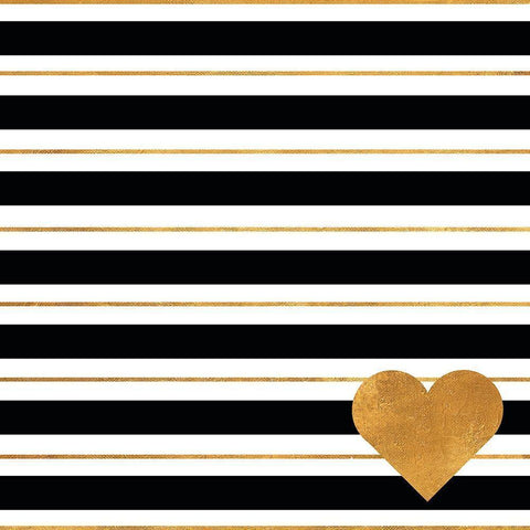 Heart Stripes White Modern Wood Framed Art Print by SD Graphics Studio