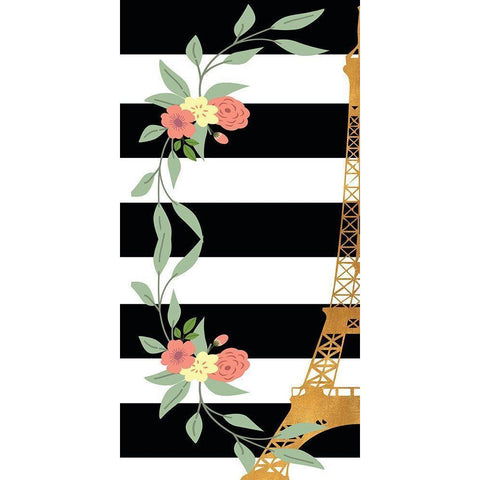 Eiffel on Stripes Panel I White Modern Wood Framed Art Print by SD Graphics Studio