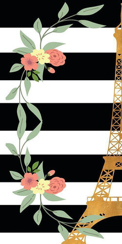 Eiffel on Stripes Panel I Black Ornate Wood Framed Art Print with Double Matting by SD Graphics Studio
