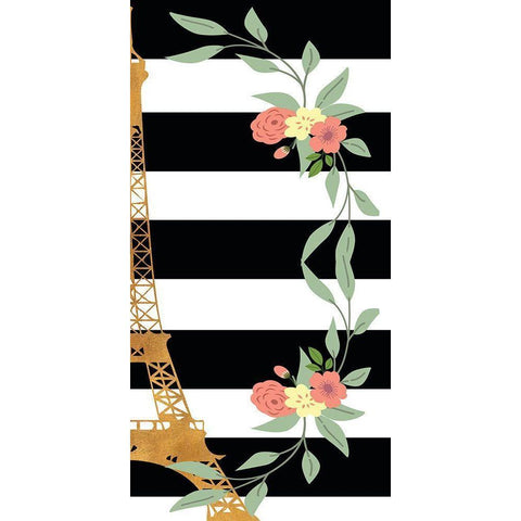 Eiffel on Stripes Panel II Black Modern Wood Framed Art Print by SD Graphics Studio