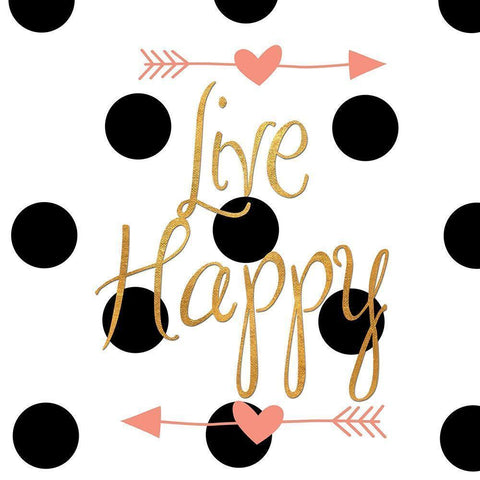 Live Happy White Modern Wood Framed Art Print by SD Graphics Studio