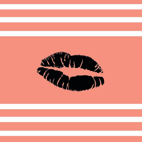 Lips Black Modern Wood Framed Art Print by SD Graphics Studio