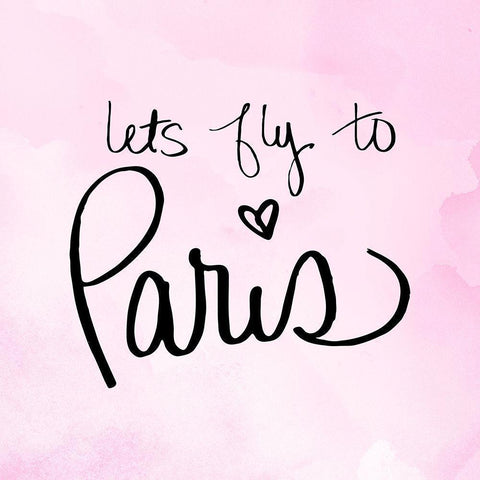 Lets Fly to Paris Black Modern Wood Framed Art Print by SD Graphics Studio