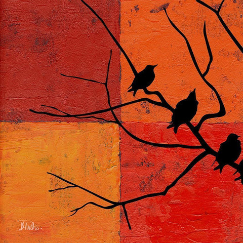 Three Birdies I Gold Ornate Wood Framed Art Print with Double Matting by Pinto, Patricia