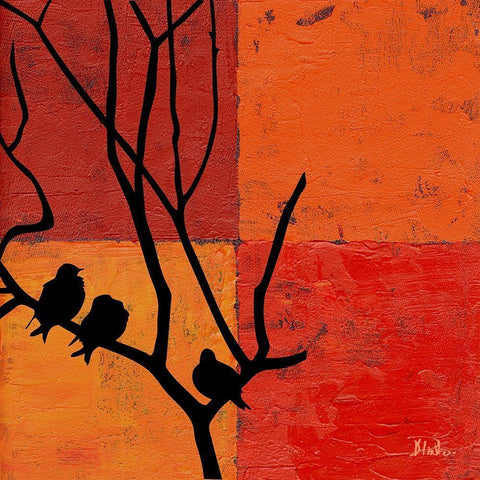 Three Birdies II Black Modern Wood Framed Art Print by Pinto, Patricia