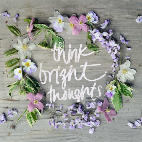 Think Bright Thoughts Black Ornate Wood Framed Art Print with Double Matting by Gardner, Sarah