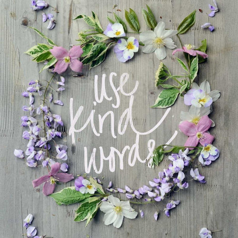 Use Kind Words White Modern Wood Framed Art Print with Double Matting by Gardner, Sarah