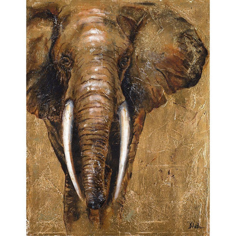 Gold Elephant White Modern Wood Framed Art Print by Pinto, Patricia