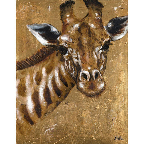 Gold Giraffe White Modern Wood Framed Art Print by Pinto, Patricia