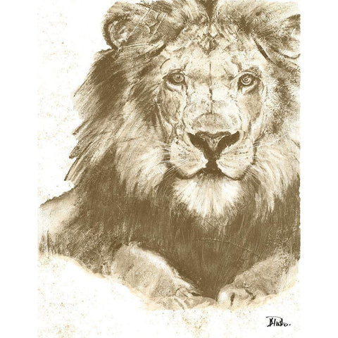 Muted Lion White Modern Wood Framed Art Print by Pinto, Patricia