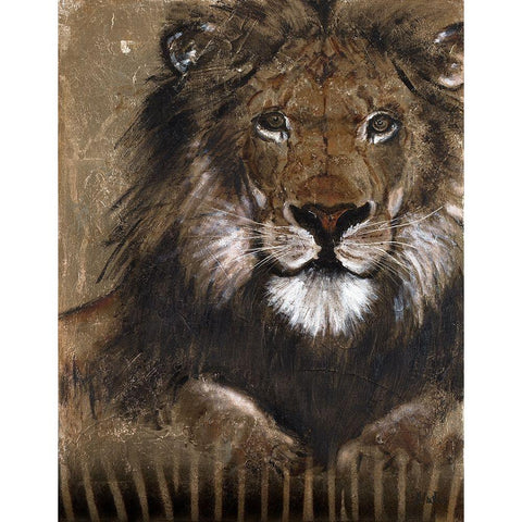 Brown Lion Gold Ornate Wood Framed Art Print with Double Matting by Pinto, Patricia