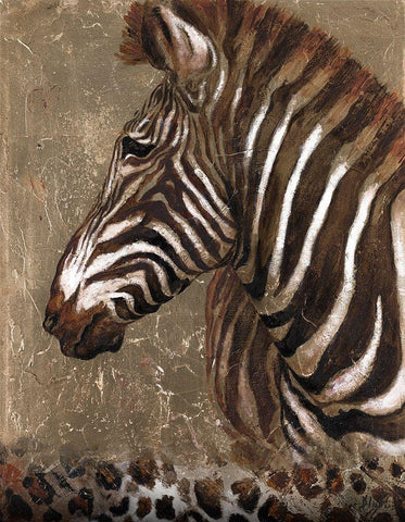 Brown Zebra Black Ornate Wood Framed Art Print with Double Matting by Pinto, Patricia