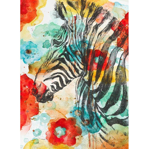 Vibrant Zebra Black Modern Wood Framed Art Print with Double Matting by Pinto, Patricia