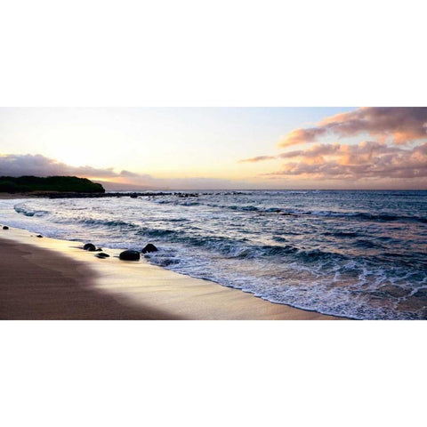 Sunset Beach Gold Ornate Wood Framed Art Print with Double Matting by Nawrocke, Bruce
