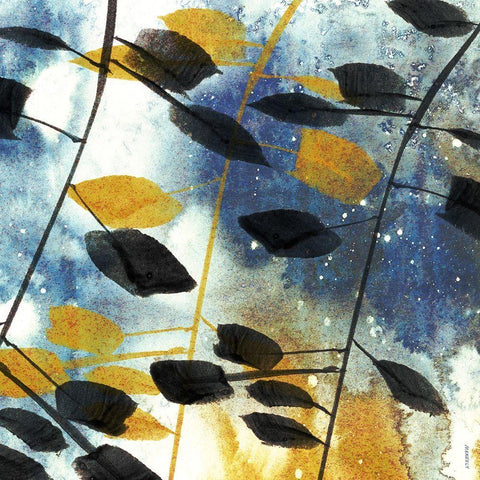 Autumn Leaves I Black Ornate Wood Framed Art Print with Double Matting by Meneely, Dan