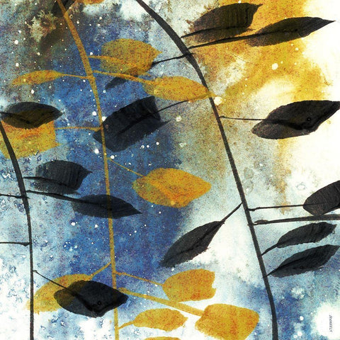 Autumn Leaves II White Modern Wood Framed Art Print by Meneely, Dan