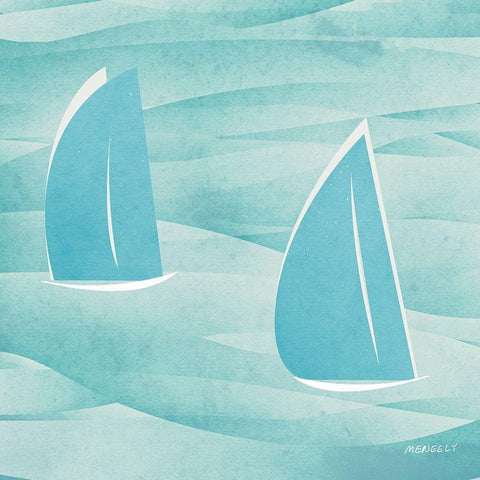 Sails Buoy Square II Black Ornate Wood Framed Art Print with Double Matting by Meneely, Dan